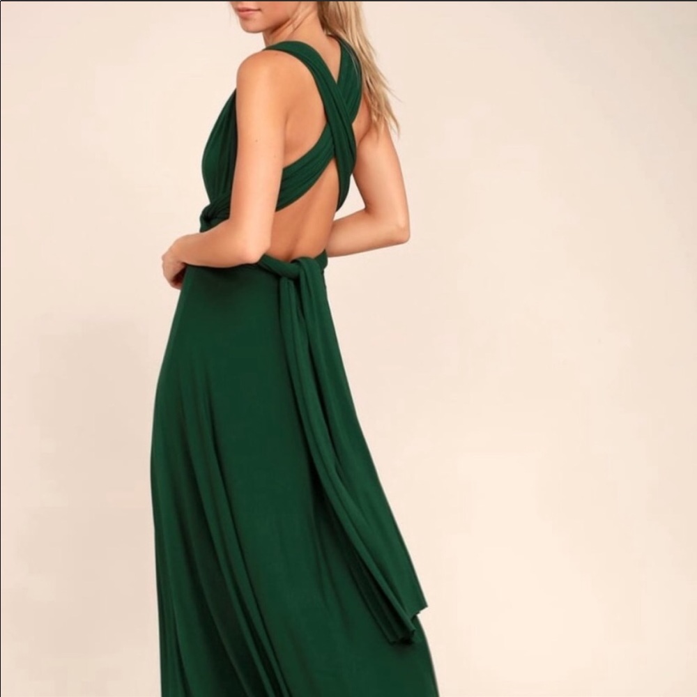 Lulus Tricks of the Trade - Forest Green floor length prom dress XS